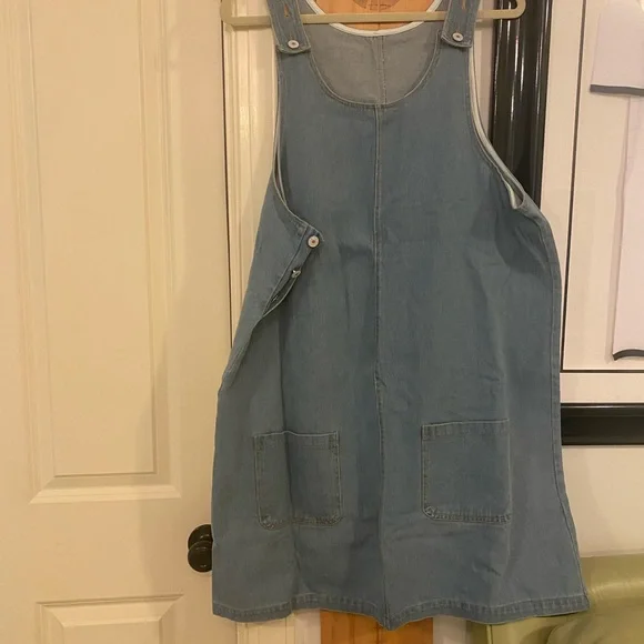 Denim Overall Dress for Women Casual Mini Sleeveless Jean Vintage Size XL (NWT) - Picture 2 of 7